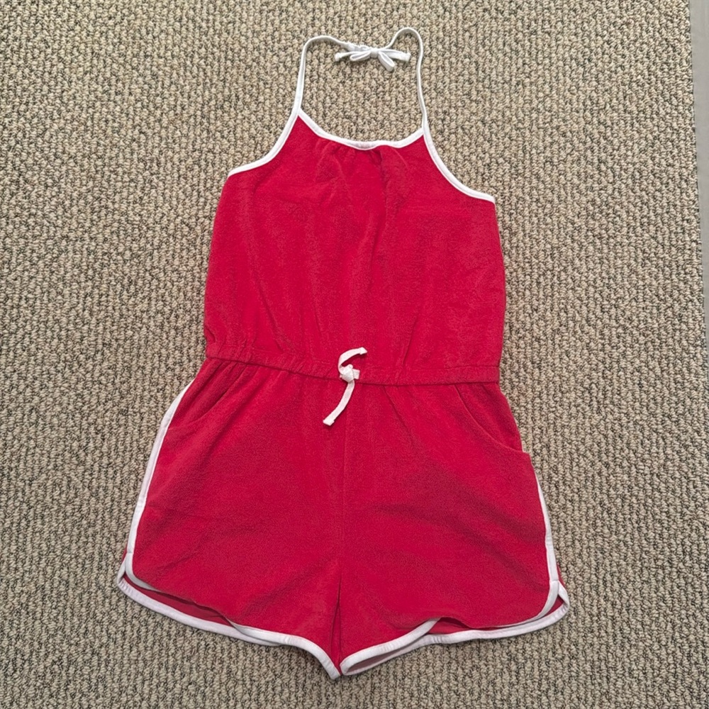 Janie and Jack Size 12 Hot Pink Terry Cloth Romper